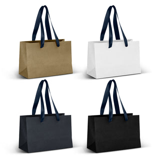 Boutique Small Ribbon Handle Paper Bag (Navy)