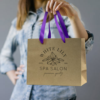 Boutique Medium Ribbon Handle Paper Bag (Purple) — Feature
