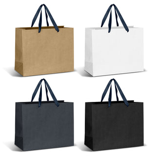Boutique Large Ribbon Handle Paper Bag (Navy)