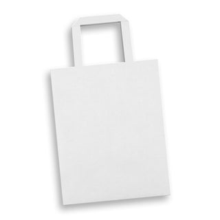 Canvas Medium Flat Handle Paper Bag Portrait (Natural) — White