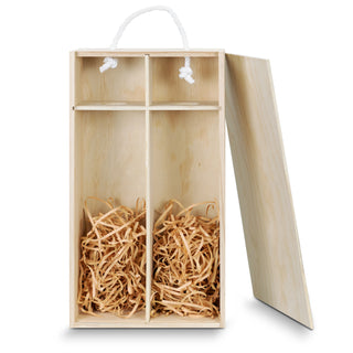 Flax Wine Gift Box - Double (Natural) — Open