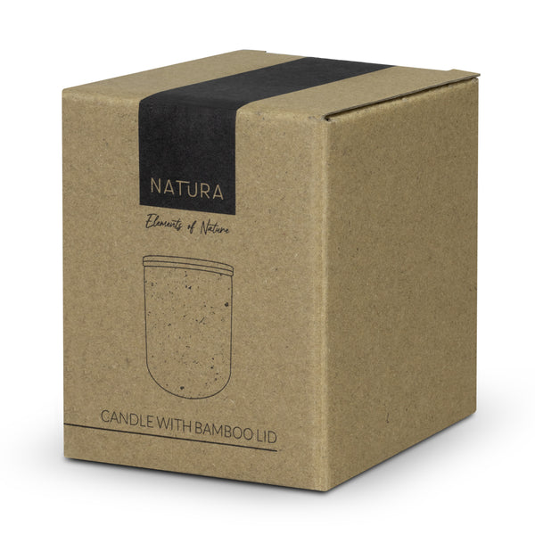 NATURA Candle with Bamboo Lid (White Speckle)