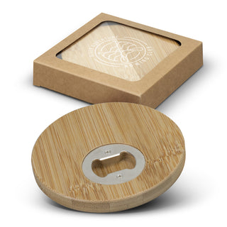 Hearth Bottle Opener Coaster - Set of 2 - Round (Natural/Silver)