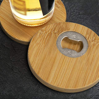 Hearth Bottle Opener Coaster - Set of 2 - Round (Natural/Silver) — Feature