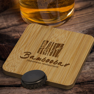 Grove Bottle Opener Coaster - Square (Natural/Silver) — Feature