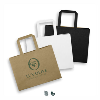 Kraft Medium Flat Handle Paper Bag Landscape (White) — Impact Aware