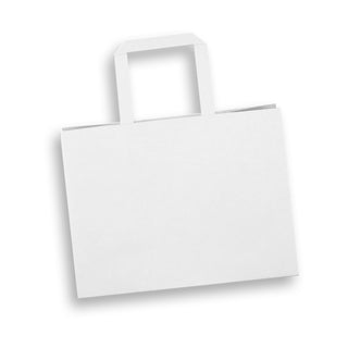 Kraft Medium Flat Handle Paper Bag Landscape (White)