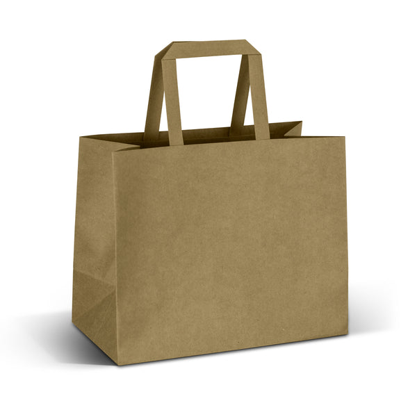 Kraft Medium Flat Handle Paper Bag Landscape (Black)