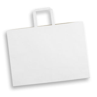 Canvas Extra Large Flat Handle Paper Bag Landscape (White)