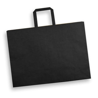 Canvas Extra Large Flat Handle Paper Bag Landscape (Black)