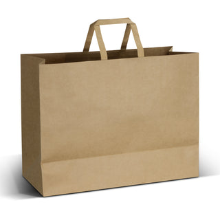 Canvas Extra Large Flat Handle Paper Bag Landscape (White) — Detail
