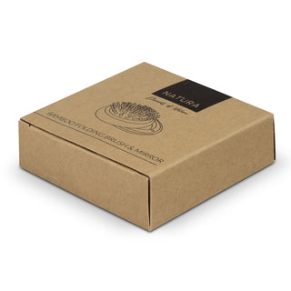 NATURA Bamboo Brush and Mirror (Natural) — Gift Box