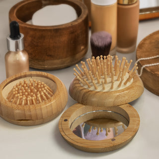 NATURA Bamboo Brush and Mirror (Natural) — Feature