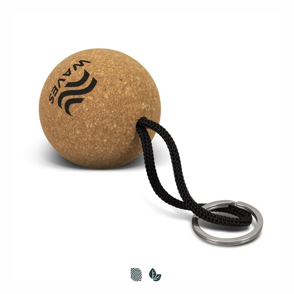 Drift Cork Floating Key Ring - Round (Natural/Black)
