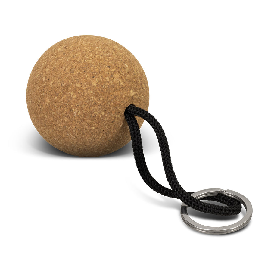 Drift Cork Floating Key Ring - Round (Natural/Black)