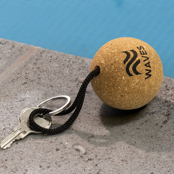 Drift Cork Floating Key Ring - Round (Natural/Black)