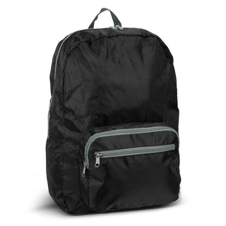 Packaway Foldable Backpack (Black/Grey) — Backpack Front