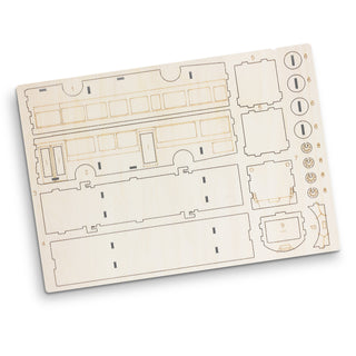 BRANDCRAFT Bus Wooden Model (Natural) — Flat Sheet