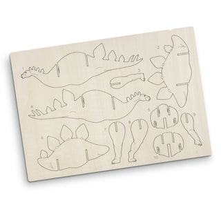 BRANDCRAFT Stegosaurus Wooden Model (Natural) — Flat Sheet