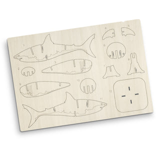 BRANDCRAFT Shark Wooden Model (Natural) — Flat Sheet
