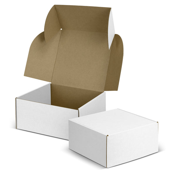 Vault Die Cut Box with Locking Lid - 225x225x113mm (White/Natural)