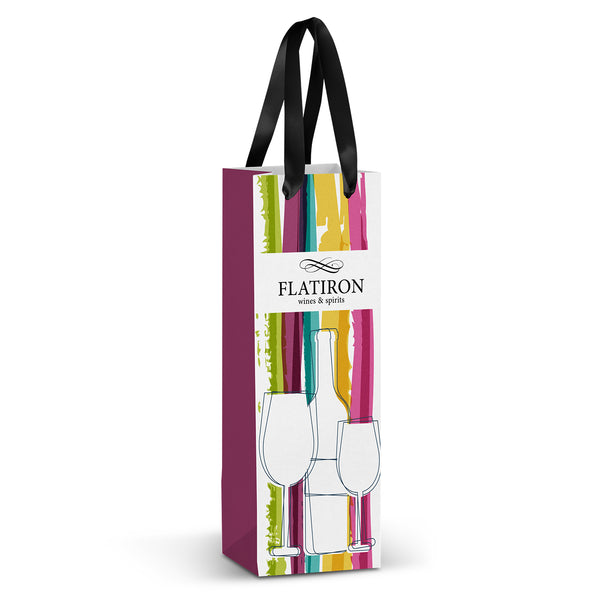 Canvas Champagne Ribbon Handle Paper Bag - Full Colour (Purple)