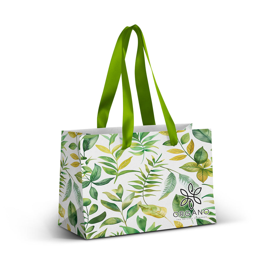Canvas Small Ribbon Handle Paper Bag - Full Colour (Red)