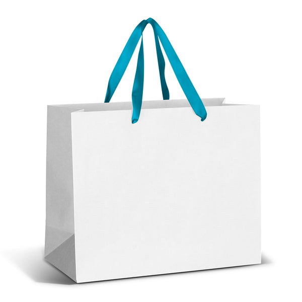 Canvas Large Ribbon Handle Paper Bag - Full Colour (Bright Green)