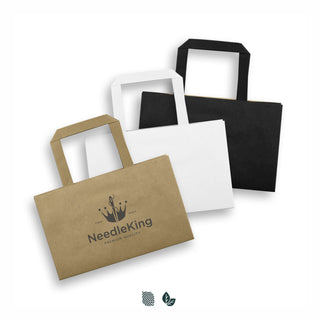 Grain Small Flat Handle Paper Bag Landscape (Black) — Impact Aware