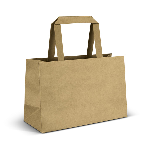 Grain Small Flat Handle Paper Bag Landscape (White)