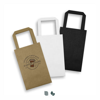 Grain Small Flat Handle Paper Bag Portrait (Black) — Impact Aware