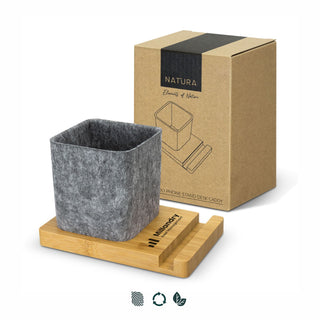 NATURA Bamboo Phone Stand Desk Caddy (Natural/Grey) — Impact Aware