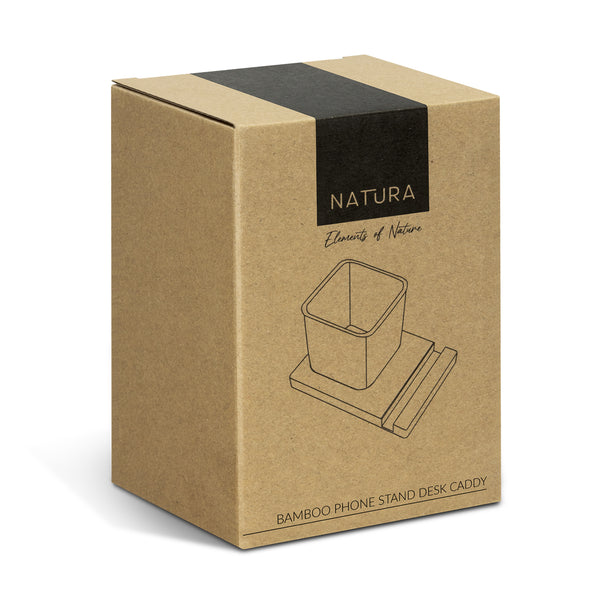 NATURA Bamboo Phone Stand Desk Caddy (Natural/Grey)