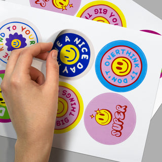 Cipher Sticker Sheet 80mm Circle - Gloss (White) — Feature