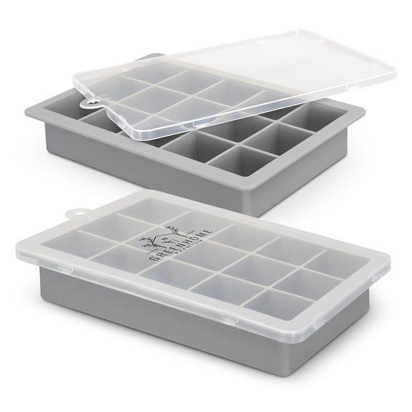 Glacier Blizzard Ice Tray with Lid (Grey Base/Transparent Lid)