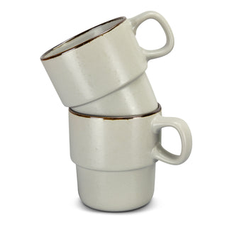 Keepsake Stackable Coffee Cup - Set of 2 (Beige) — Stacked