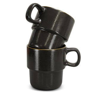 Keepsake Stackable Coffee Cup - Set of 2 (Charcoal) — Stacked