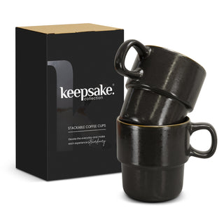 Keepsake Stackable Coffee Cup - Set of 2 (Charcoal) — Packaging