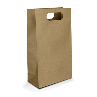 Kraft Die Cut Paper Wine Bag (White) — Open