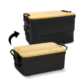 Grain Expandable Lunch Box (Natural/Black) — Expanded
