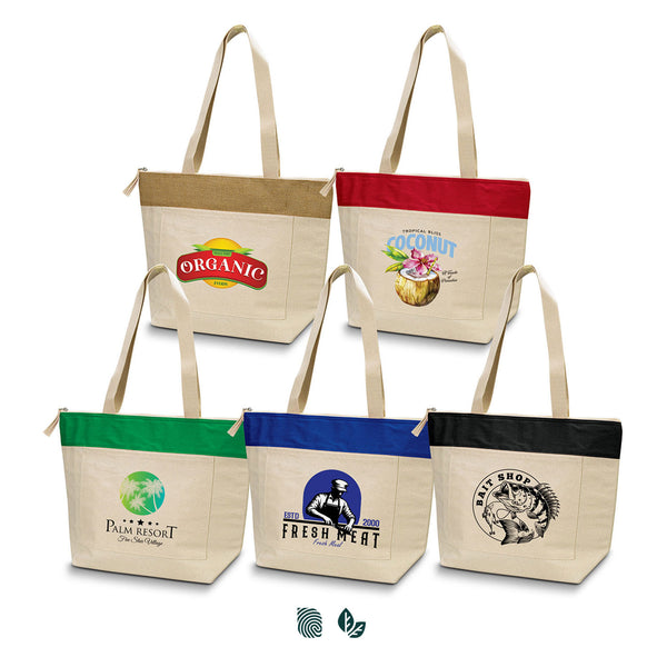 Canvas Cotton Cooler Tote (Natural/Reflex Blue)