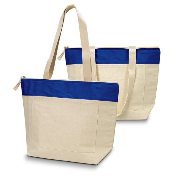 Canvas Cotton Cooler Tote (Natural/Reflex Blue)