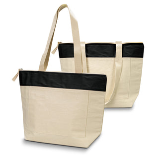 Canvas Cotton Cooler Tote (Natural/Black)