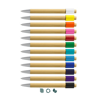 Flux Bamboo Spinner Pen (Natural/Navy) — Impact Aware
