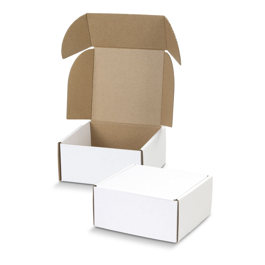 Vault Die Cut Box with Locking Lid - 130x130x65mm (White/Natural)
