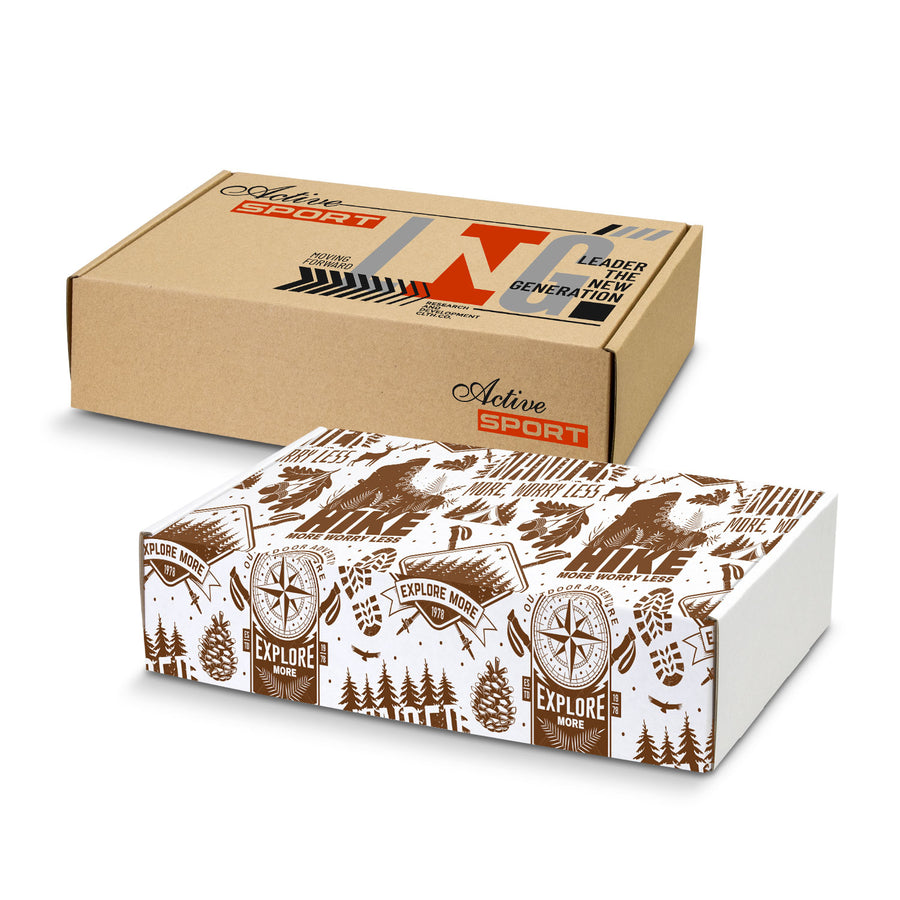 Vault Die Cut Box with Locking Lid - 300x225x75mm (White/Natural)