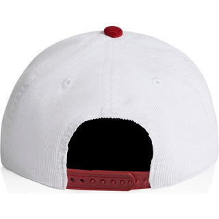 AS Colour 1159 Class Cord Two-Tone Cap - Back View | color:White/Cardinal|view:back