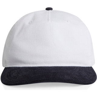 AS Colour 1159 Class Cord Two-Tone Cap - Front View | color:White/Ink Blue|view:front
