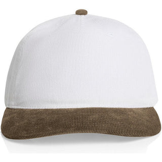 AS Colour 1159 Class Cord Two-Tone Cap - Front View | color:White/Walnut|view:front