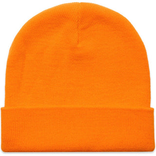 AS Colour 1107F Cuff Safety Beanie - Front View | color:Safety Orange|view:front